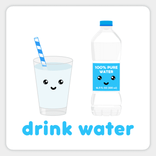 Drink water Kawaii bottle and glass Sticker